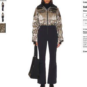 NWT - PERFECT MOMENT HELEN SKI SUIT IN GUNMETAL SILVER/SILVER FOIL